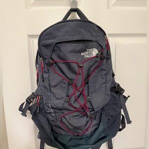 The North Face Borealis Backpack Charcoal Gray and Pink